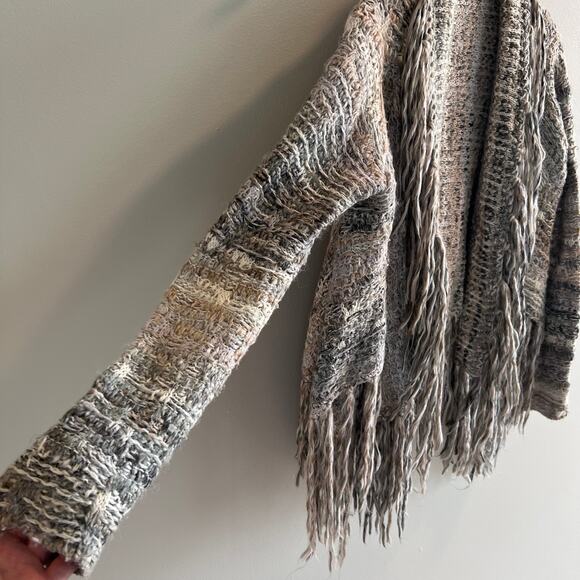 Free People Light Neutral Fringe Cardigan Sweater Size XS - Picture 3 of 8